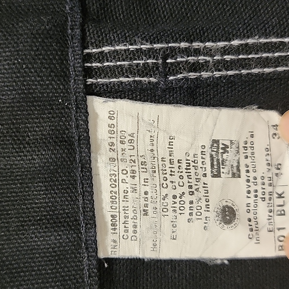 Carhartt Double Knee B01-BLK Original Fit Union Made Vintage Pants Size 46x34 - Picture 2 of 10
